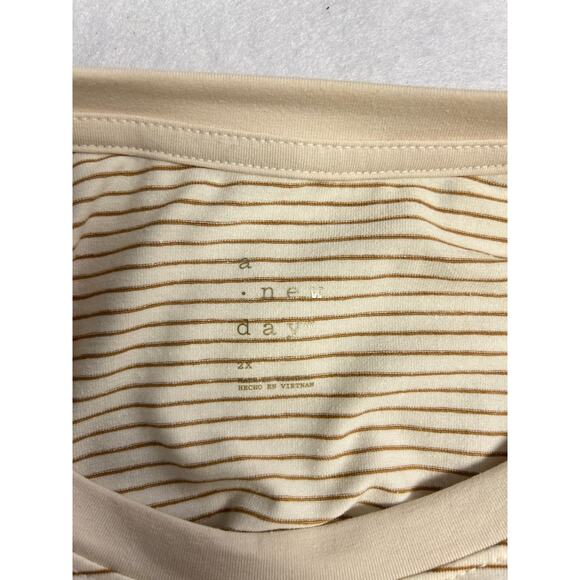 A New Day Cream & Brown Stripped Comfortable Casual Dress - Picture 6 of 9